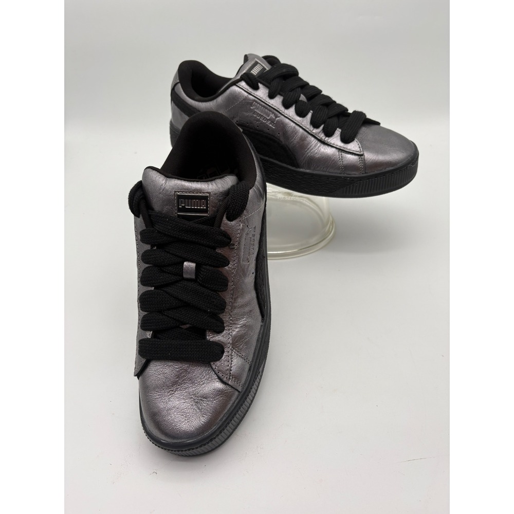 Puma Suede XL galactic Metallic Silver Black Sneakers 401920-01 Mens 12 Low Top